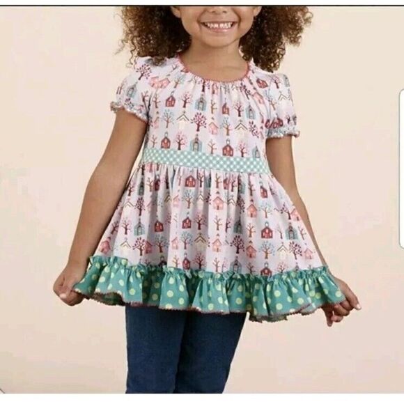 Matilda Jane Other - Matilda Jane Girl's Size 2 School House As You Wish Purple Green Peasant Top